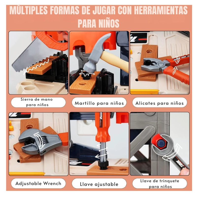 JUEGO MESA DE HERRAMIENTAS KIDS TOOL 78 PSC- 8802 - 5