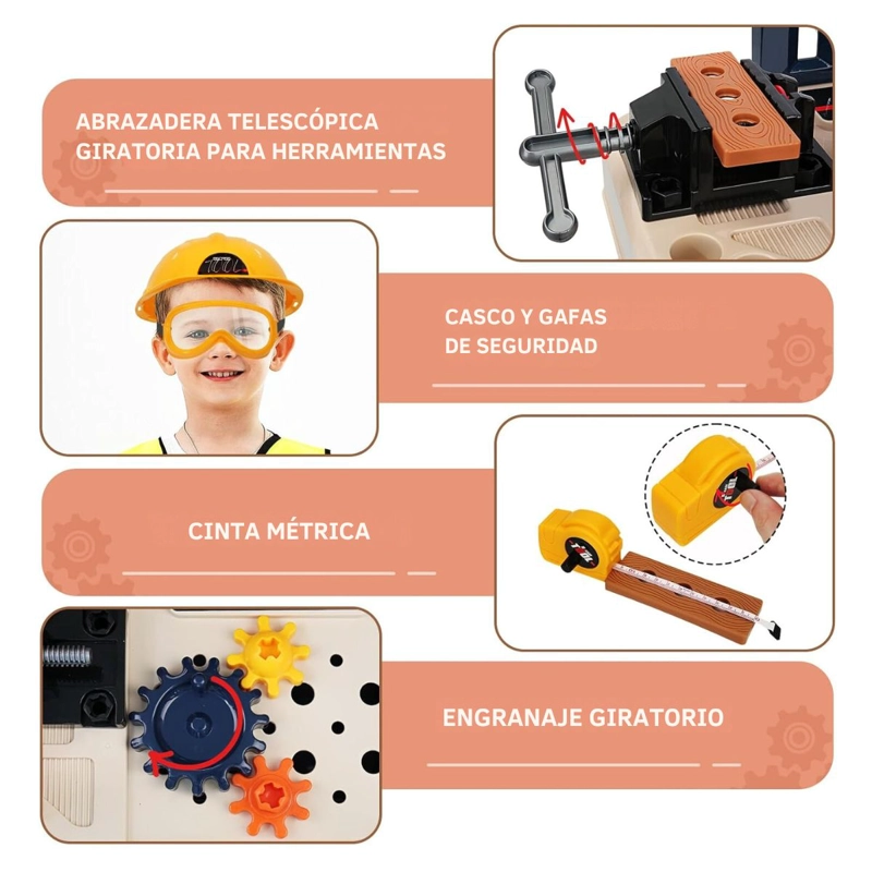 JUEGO MESA DE HERRAMIENTAS KIDS TOOL 78 PSC- 8802 - 6