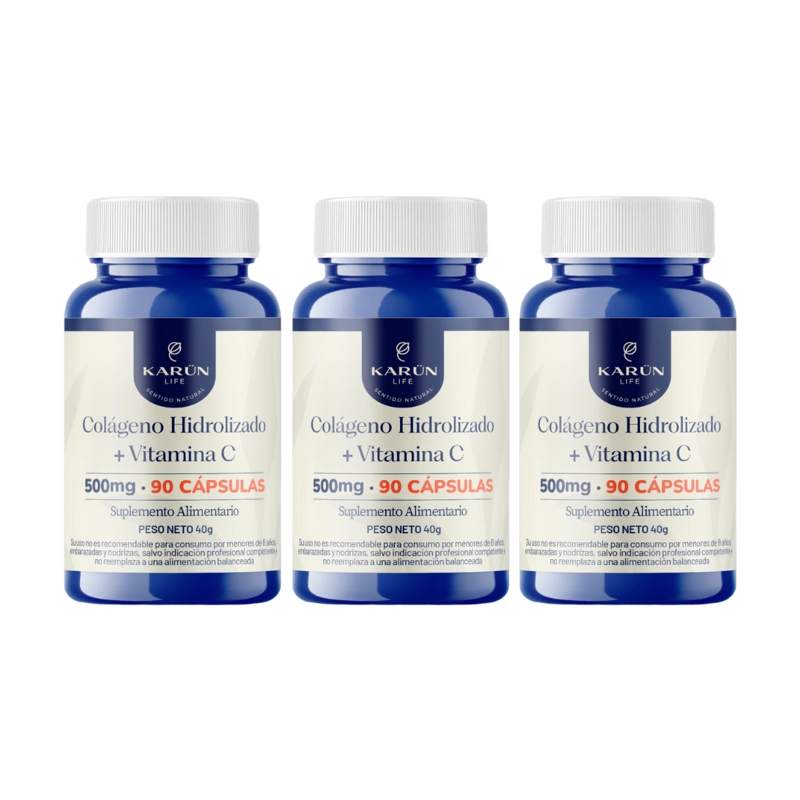 COLAGENO HIDROLIZADO + VIT C PACK PREMIUM/3 FRASCOS/270 CAP - 1
