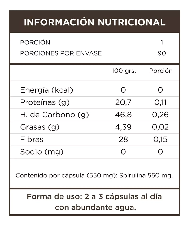 SPIRULINA 90 CAPSULAS 550 MG - 3