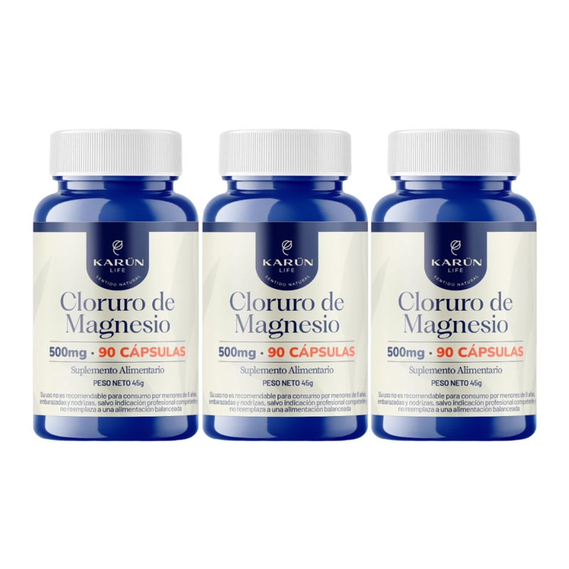 CLORURO DE MAGNESIO PACK PREMIUM - 3 FRASCOS (270 CAPSUSLAS) - 1