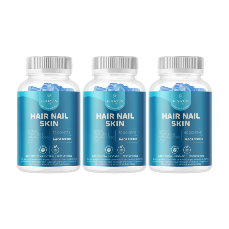 BIOTINA HAIR NAILS & SKIN GUMMIES | PELO UÑAS PIEL 3X 60 UNI - 1
