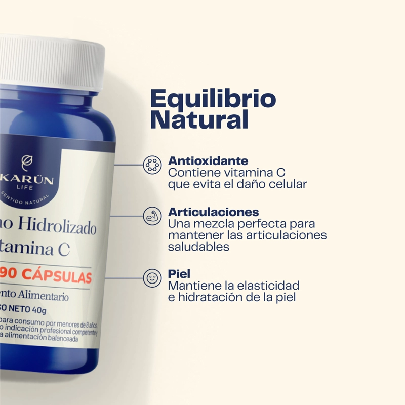 COLAGENO HIDROLIZADO + VITAMINA C 90 CAPSULAS 550 MG - 3