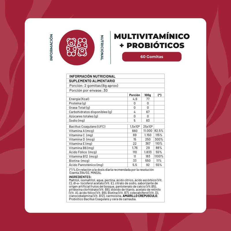 Pack x2 Multivitamínico + probióticos Gomitas - 2