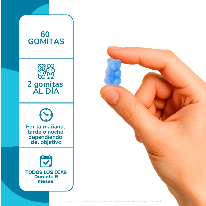 BIOTINA HAIR NAILS & SKIN GOMITAS | PELO UÑAS PIEL 2X 60 UNI - 4