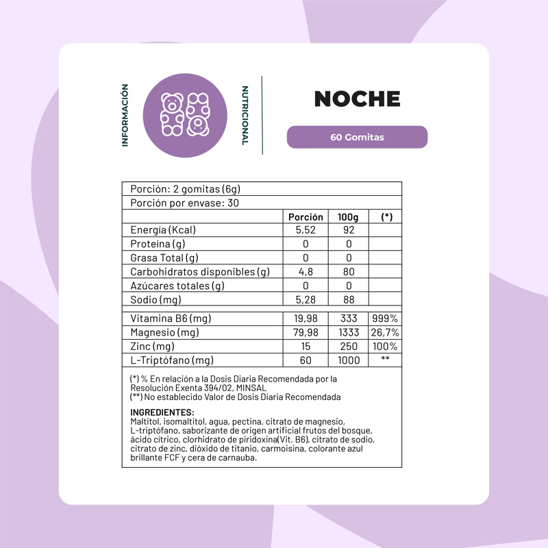 GOMITAS PARA DORMIR | MAGNESIO L-TRIPTOFANO Y VIT B6 | 60 UN - 2
