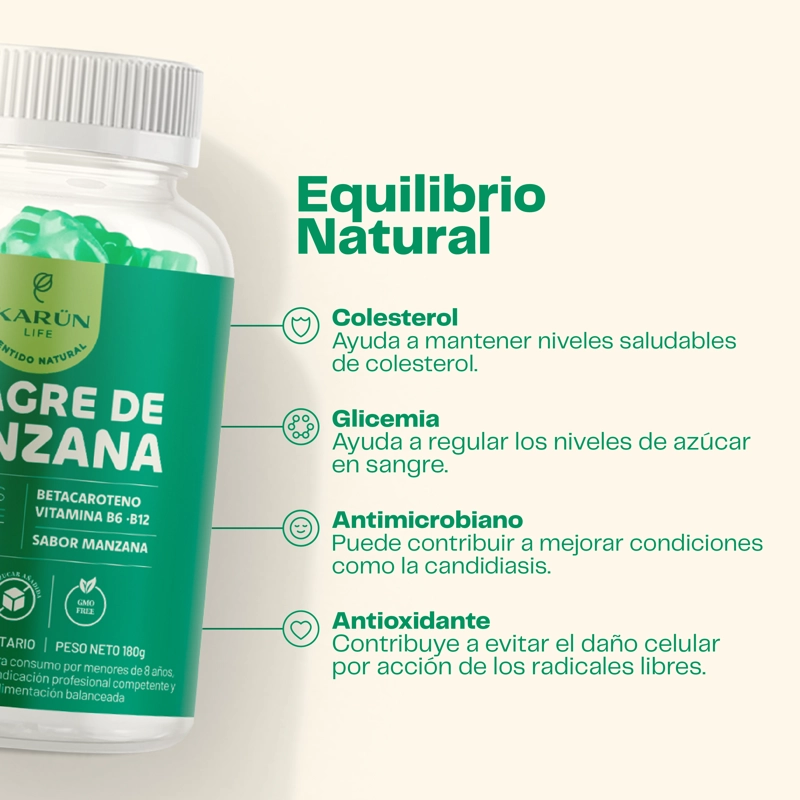 GUMMIES DETOX VINAGRE DE MANZANA | VITA B6 Y B12 | 2X60 UNI - 3
