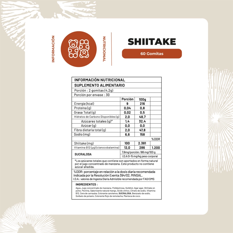 SHIITAKE HONGO - 60 GOMITAS - 2