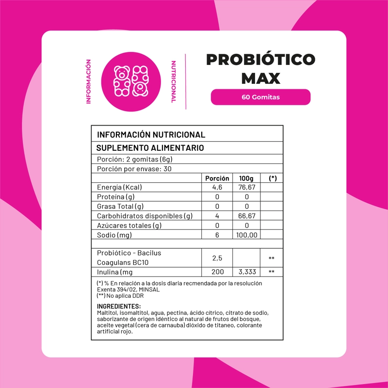PROBIOTICO + PREBIOTICOS 60 GOMITAS - SALUD DIGESTIVA - 2