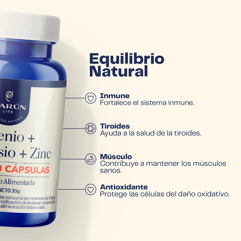 SELENIO + MAGNESIO + ZINC 60 CAPSULAS - KARUNLIFE - 3