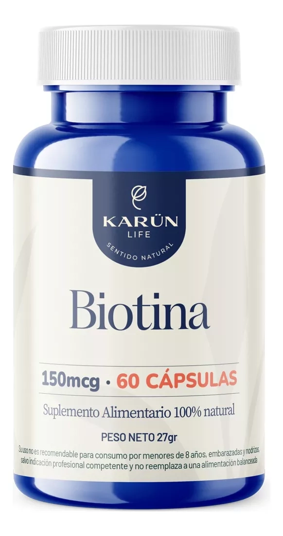 BIOTINA 150MCG 60 CAPSULAS - UÑAS PIEL CABELLO - KARUNLIFE - 1