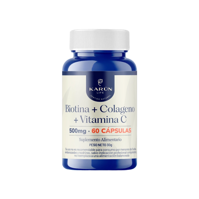 BIOTINA + COLAGENO HIDROLIZADO + VITAMINA C 500MG 60 CAP - 1