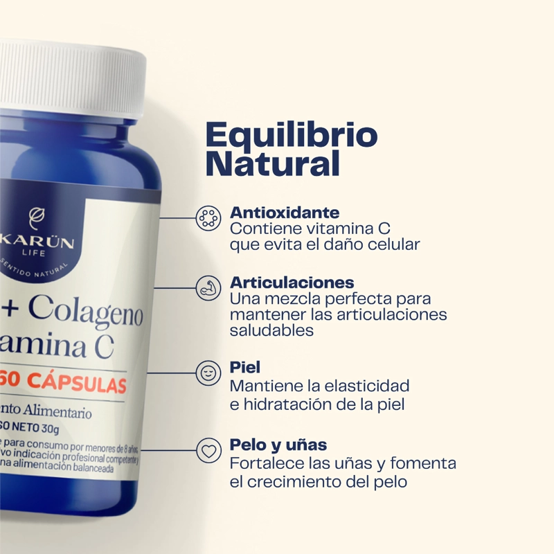 BIOTINA + COLAGENO HIDROLIZADO + VITAMINA C 500MG 60 CAP - 3