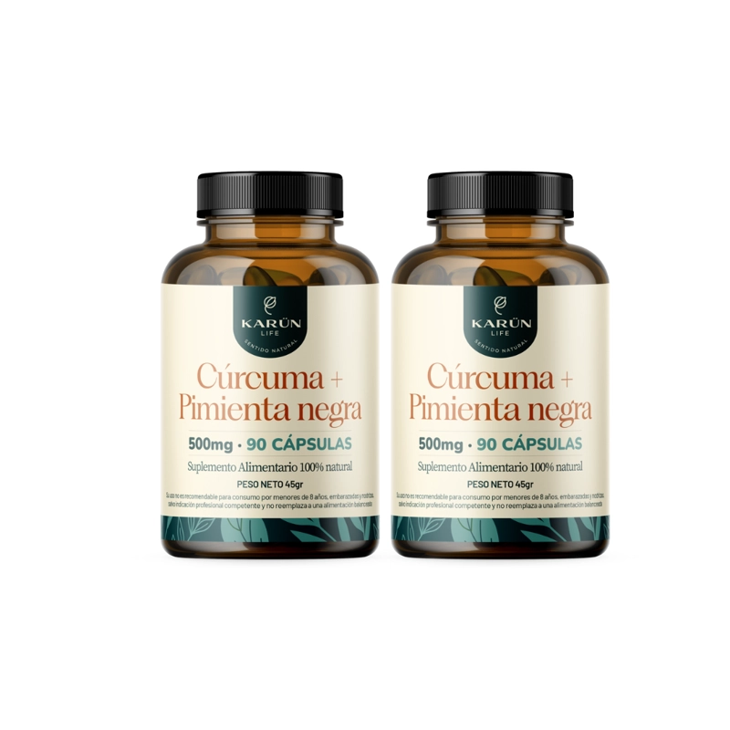 PACK 2 CURCUMA Y PIMIENTA NEGRA PREMIUM 180 CAPSULAS KARUN LIFE - 1