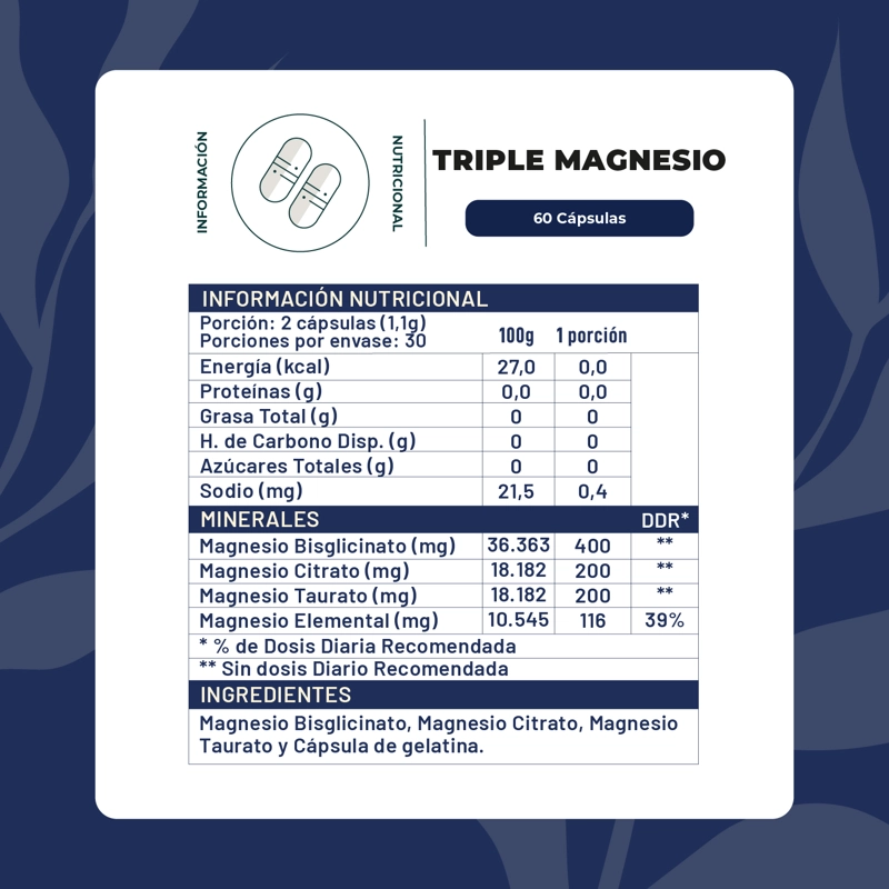 PACK X2 TRIPLE MAGNESIO BISGLICINATO CITRATO TAURATO 400MG 120 CAPSULAS KARUN LIFE - 2