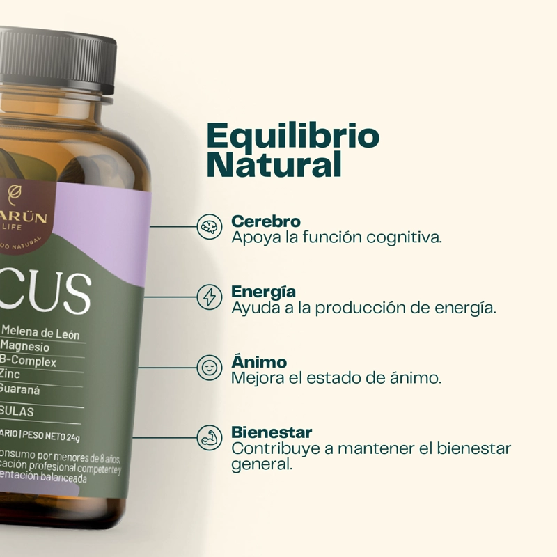 FOCUS CLARIDAD MENTAL Y COGNITIVA 60 CAPSULAS KARUN LIFE - 3
