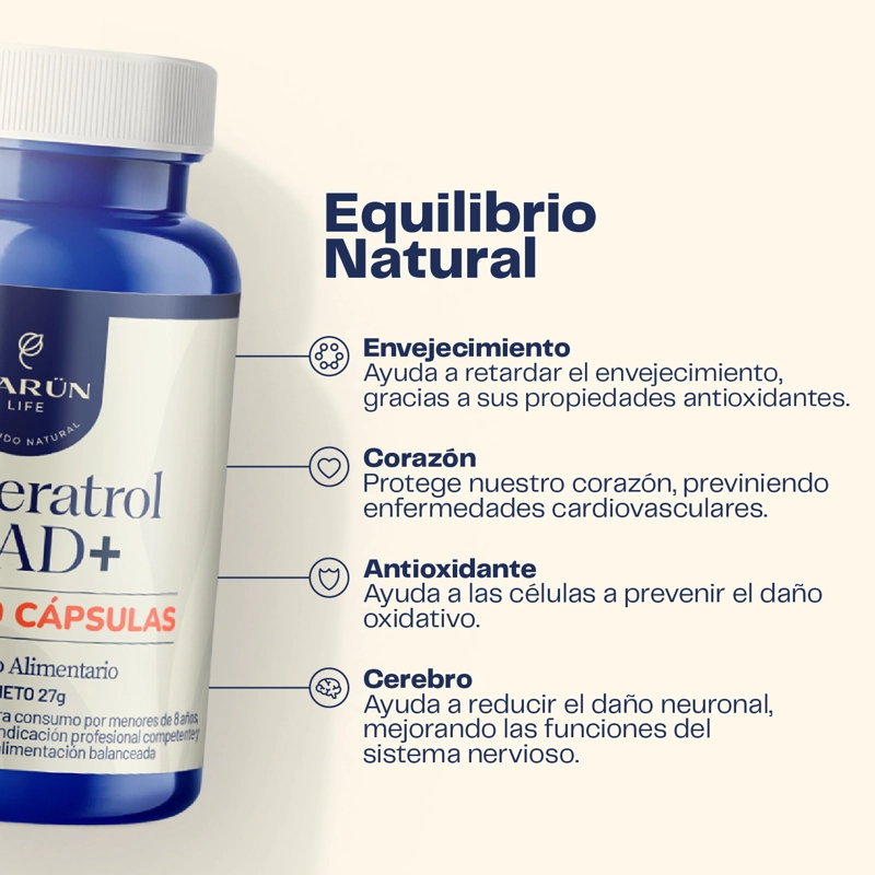 PACK DOBLE RESVERATROL NAD+ 120 CAPSULAS KARUN LIFE - 3