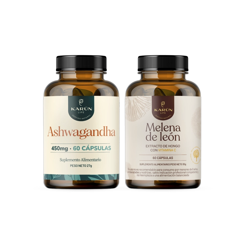 PACK ASHWAGANDHA + MELENA DE LEON - 120 CAPSULAS KARUN LIFE - 1