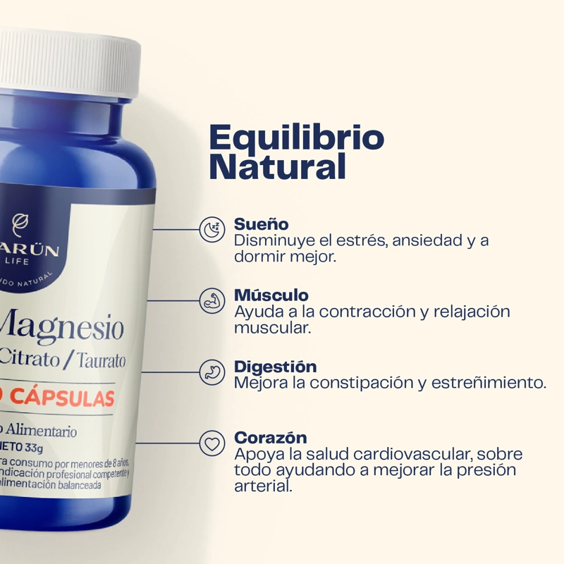 PACK X3 TRIPLE MAGNESIO BISGLICINATO, CITRATO, TAURATO 400MG 180 CAPSULAS KARUN LIFE - 3