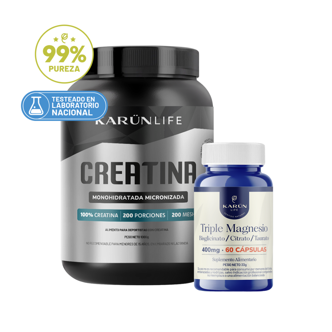 PACK CREATINA 1KG + TRIPLE MAGNESIO 60 CAP KARUN LIFE - 1