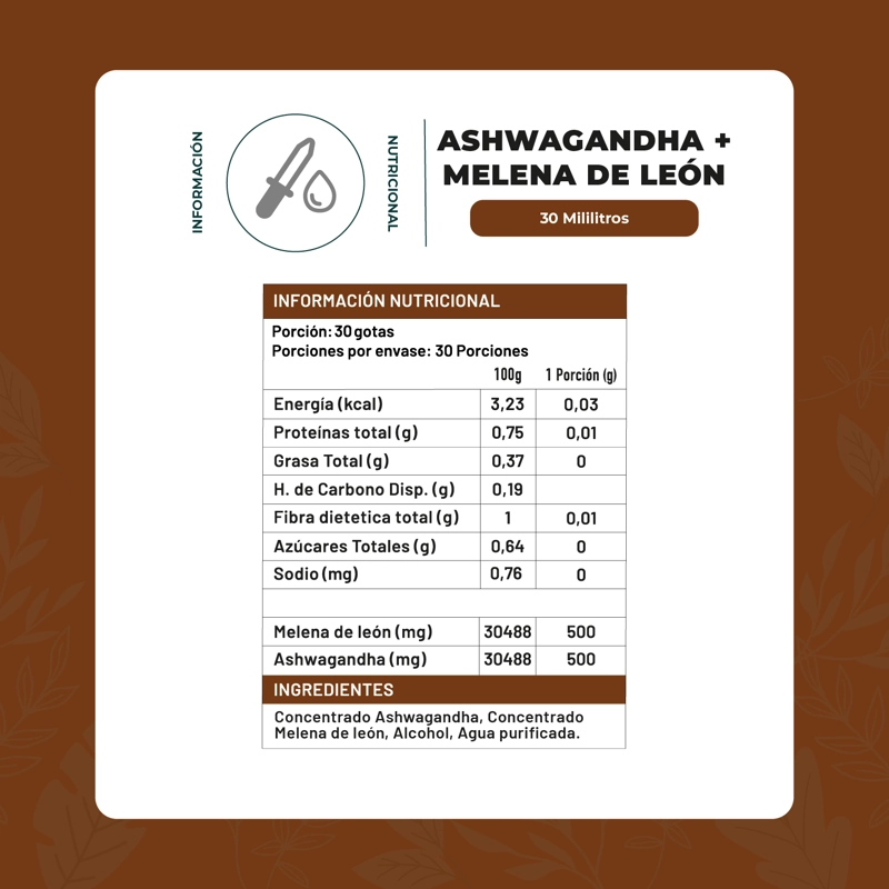 ASHWAGANDHA Y MELENA DE LEON CONCENTRADOS 60 ML KARUN LIFE - 2