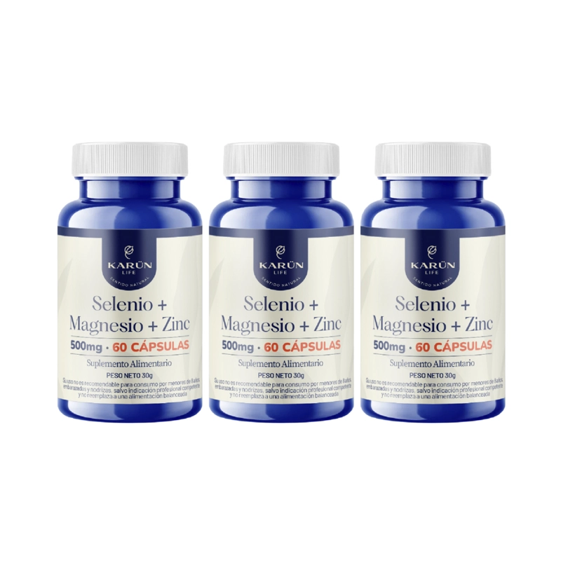 PACK X3 SELENIO + MAGNESIO + ZINC 180 CAP KARUN LIFE - 1