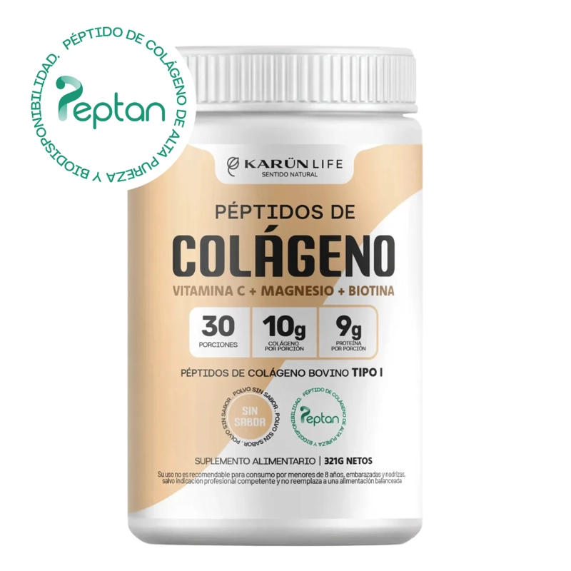 PEPTIDOS DE COLAGENO + BIOTINA + VITAMINA C + MAGNESIO EN POLVO SIN SABOR 325 G KARUN LIFE - 1