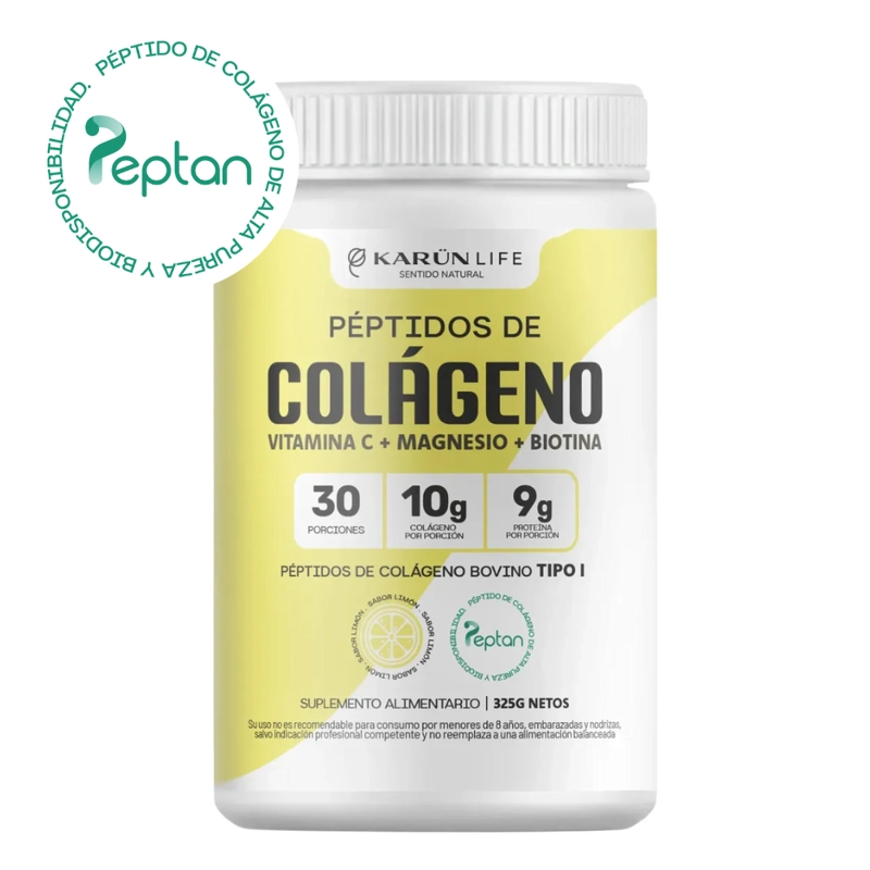PEPTIDOS DE COLAGENO + BIOTINA + VITAMINA C + MAGNESIO EN POLVO SABOR LIMON 325 G KARUN LIFE - 1
