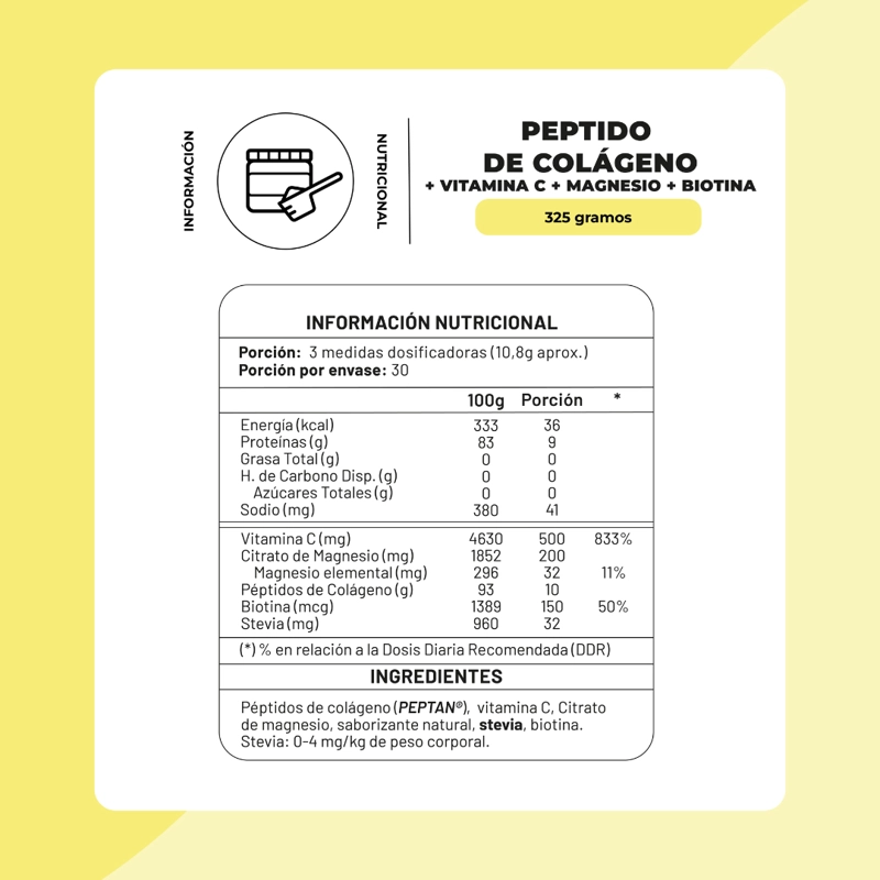 PEPTIDOS DE COLAGENO + BIOTINA + VITAMINA C + MAGNESIO EN POLVO SABOR LIMON 325 G KARUN LIFE - 2