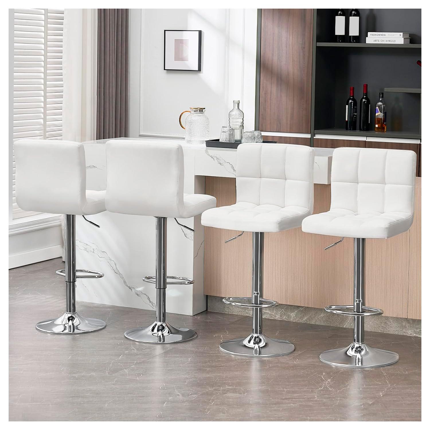 SILLA PISO BAR GLOBAL LATIN GROUP 1603988 BLANCO PACK 4 TABURETE CON RESPALDO CUADRADO - 5