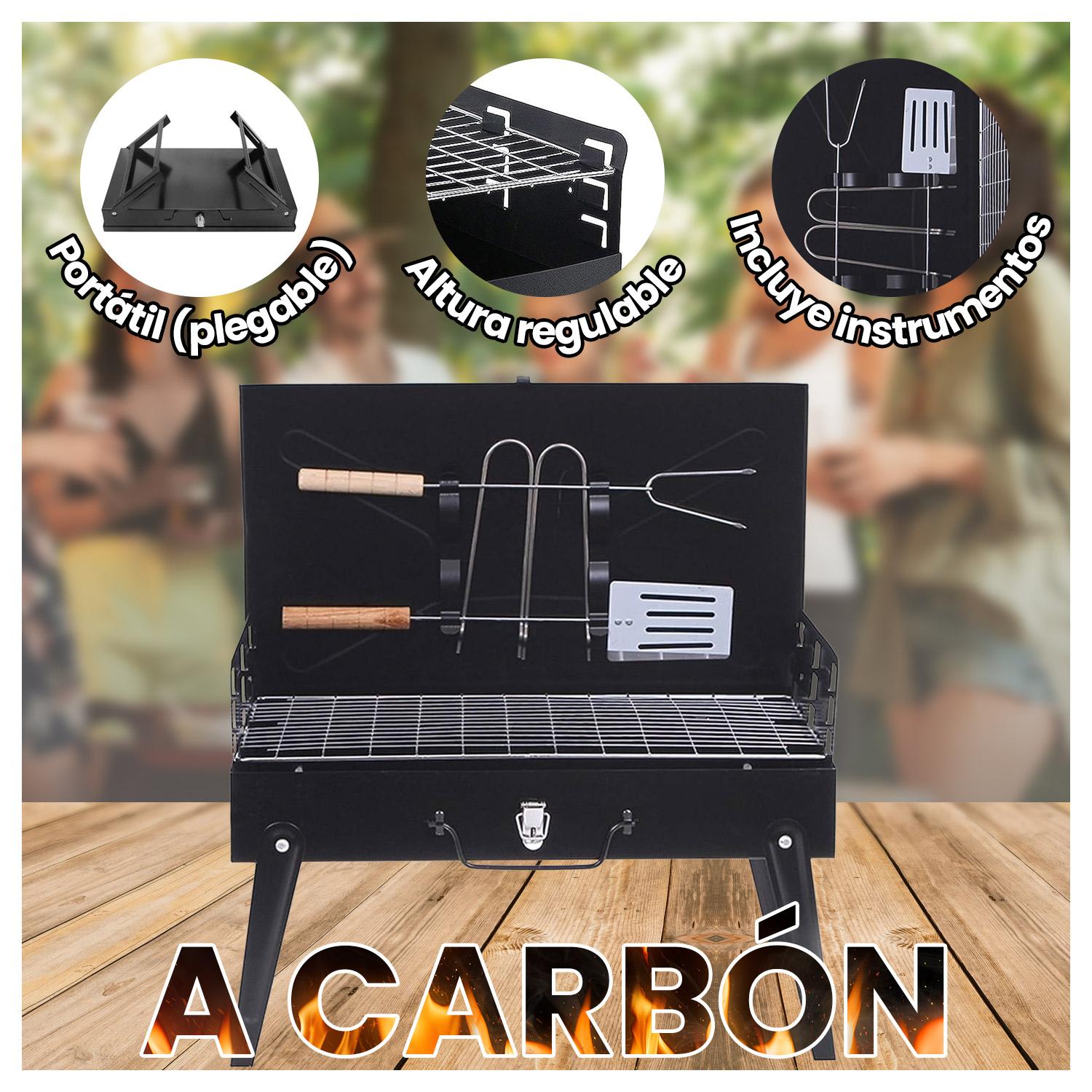 PARRILLA PORTATIL A CARBON TIPO MALETA - 2