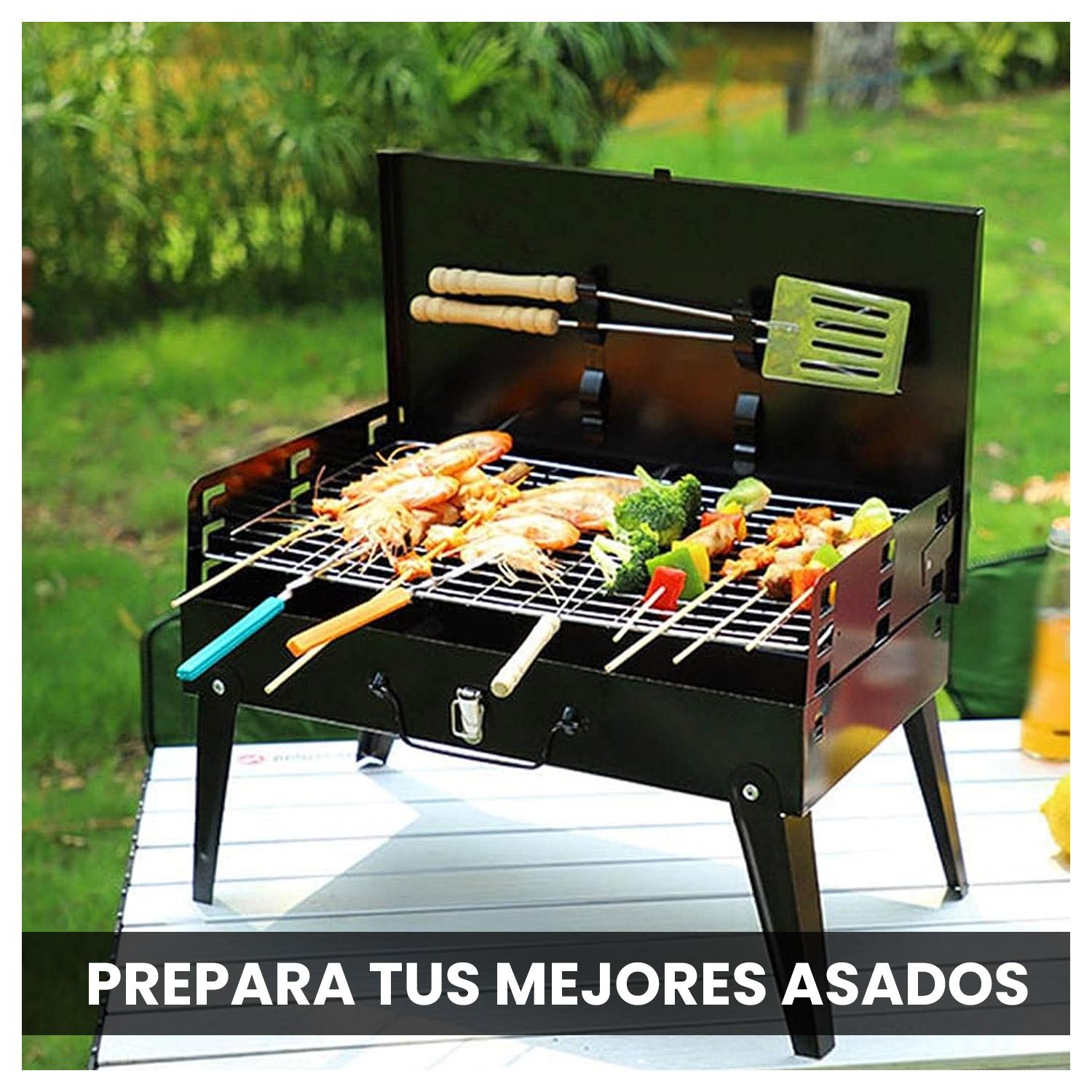PARRILLA PORTATIL A CARBON TIPO MALETA - 4