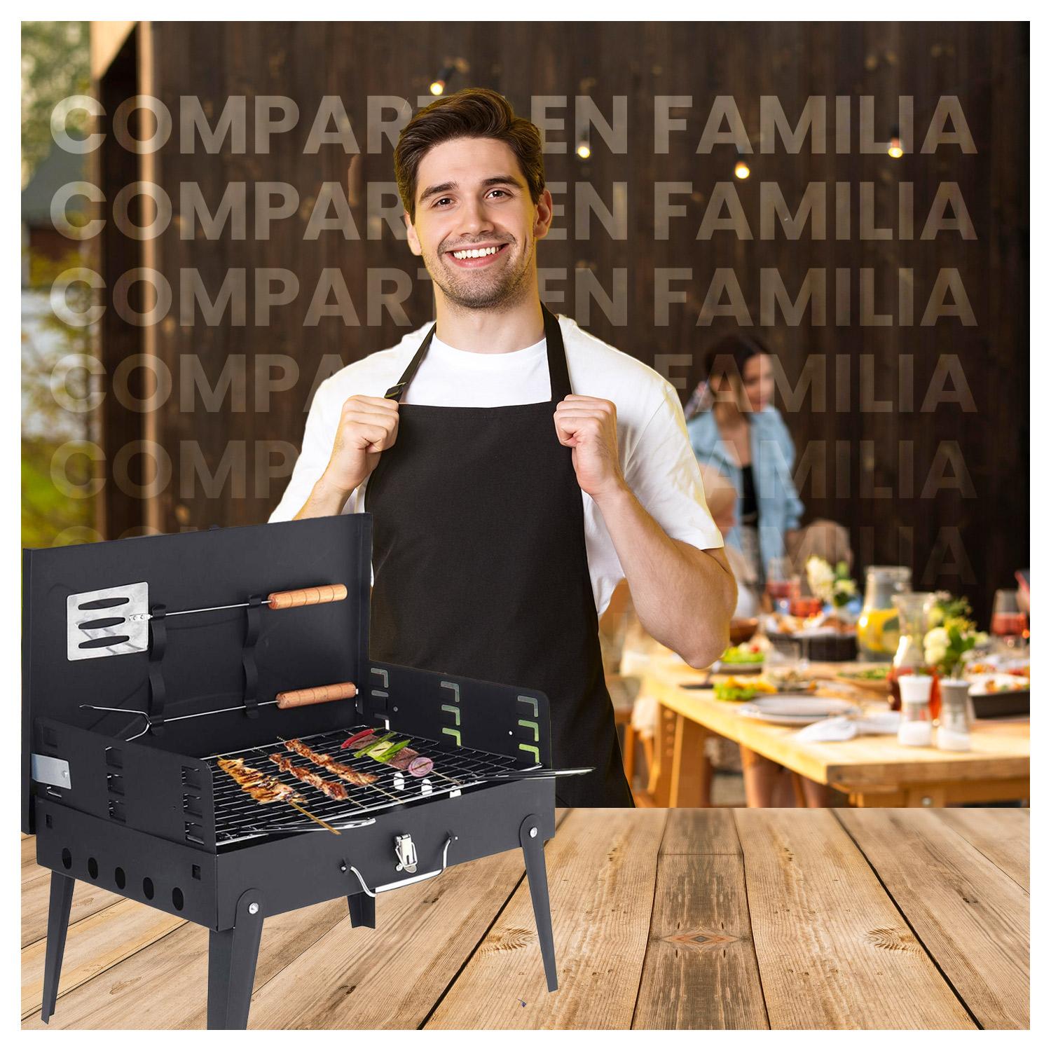 PARRILLA PORTATIL A CARBON TIPO MALETA - 5