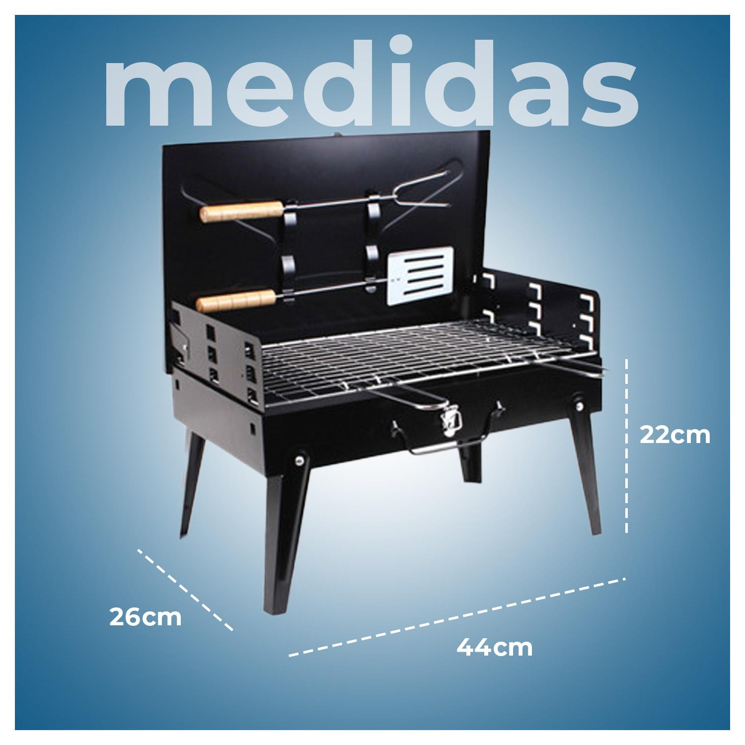 PARRILLA PORTATIL A CARBON TIPO MALETA - 6