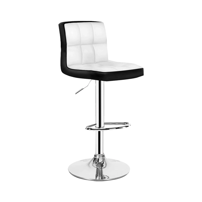 SILLA PISO BAR TABURETE CON RESPALDO BLANCO Y NEGRO - 1