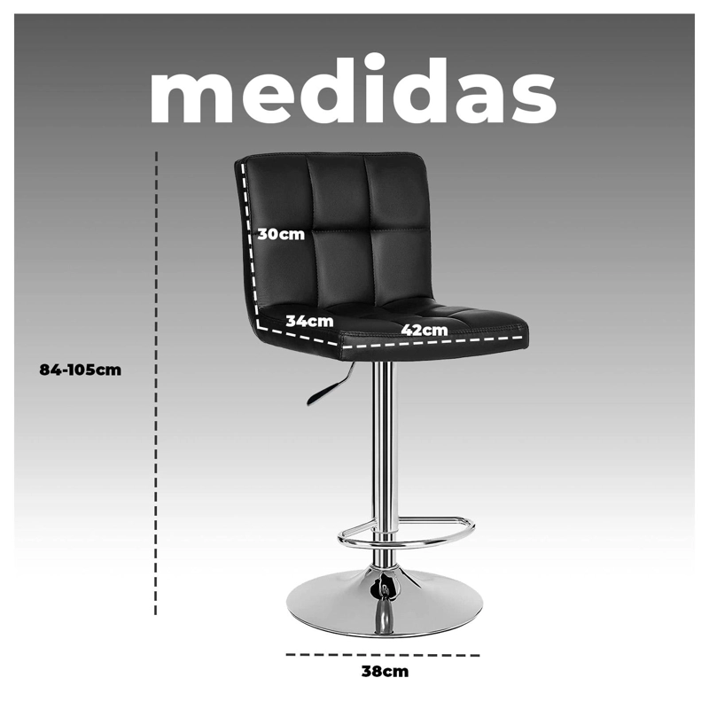 PACK 6 SILLAS TABURETE TIPO BAR AJUSTABLE 60-80CM CON RESPALDO - 7