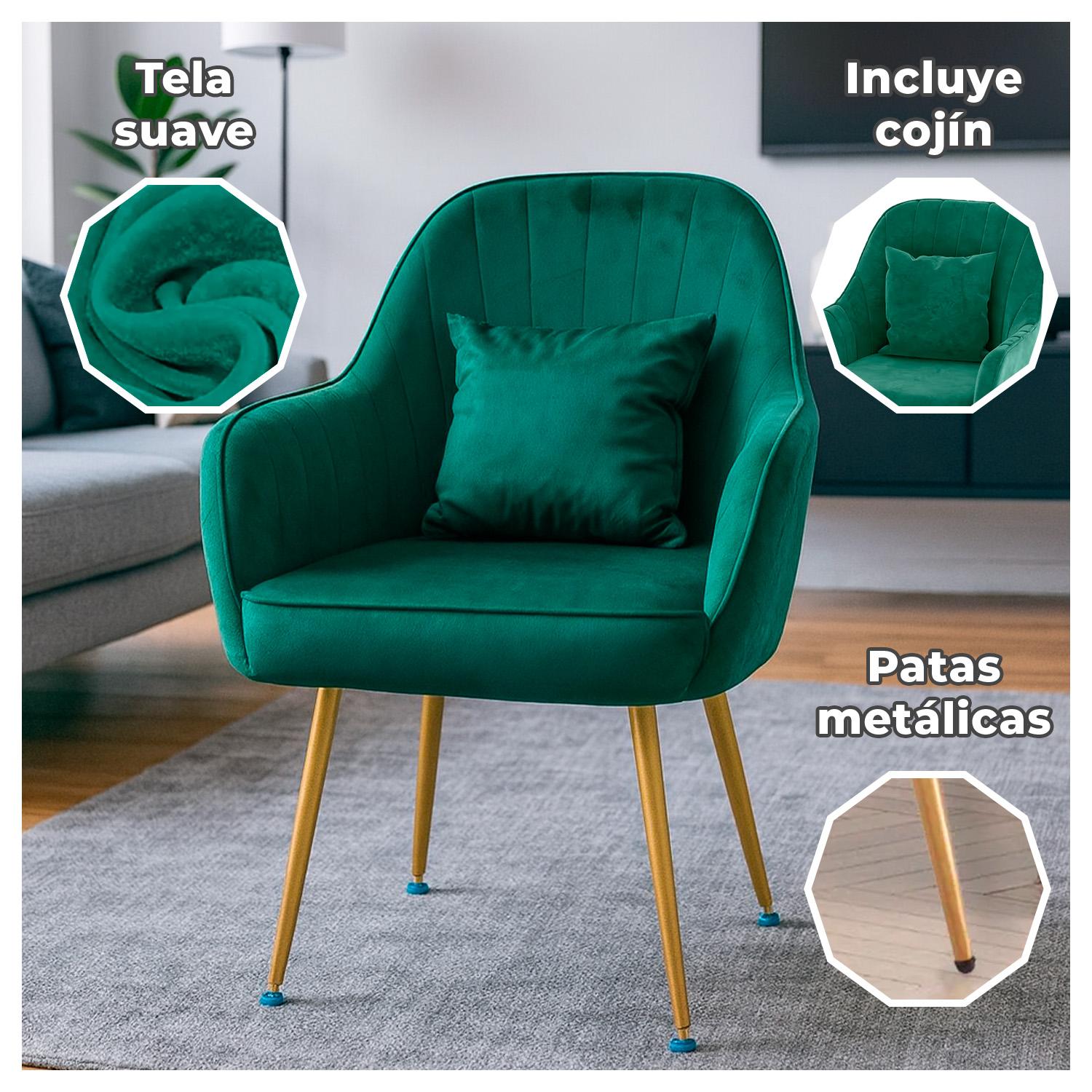 PACK 2 BUTACA POLTRONA SOFI DE TERCIOPELO CON PATAS DE METAL - 2