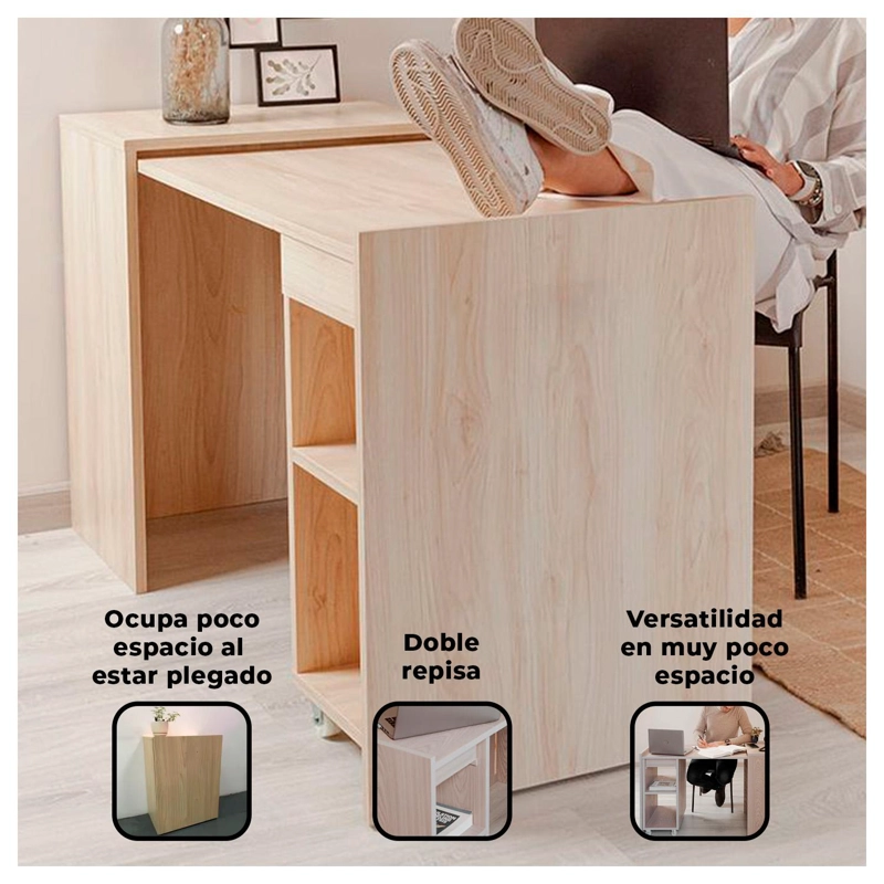 ESCRITORIO MUEBLE OFICINA 128 CM CON ESTANTES COMPACTO - 2