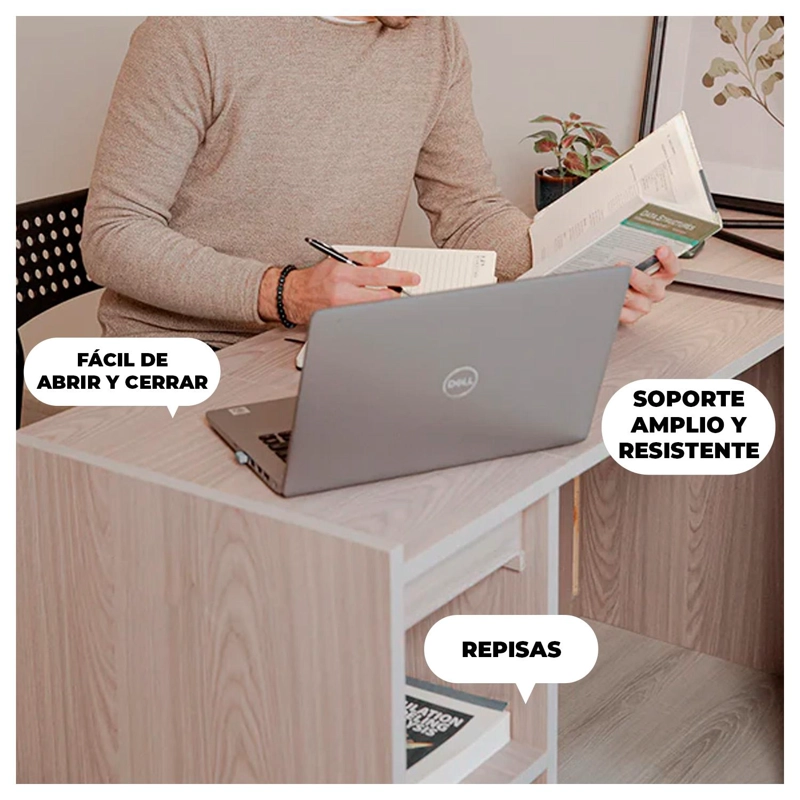 ESCRITORIO MUEBLE OFICINA 128 CM CON ESTANTES COMPACTO - 3