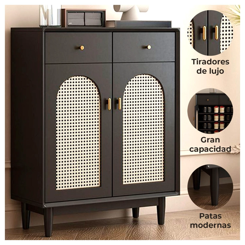 ZAPATERA DE ESTILO VINTAGE MUEBLE ORGANIZADOR CAJONES Y PUERTAS - 2
