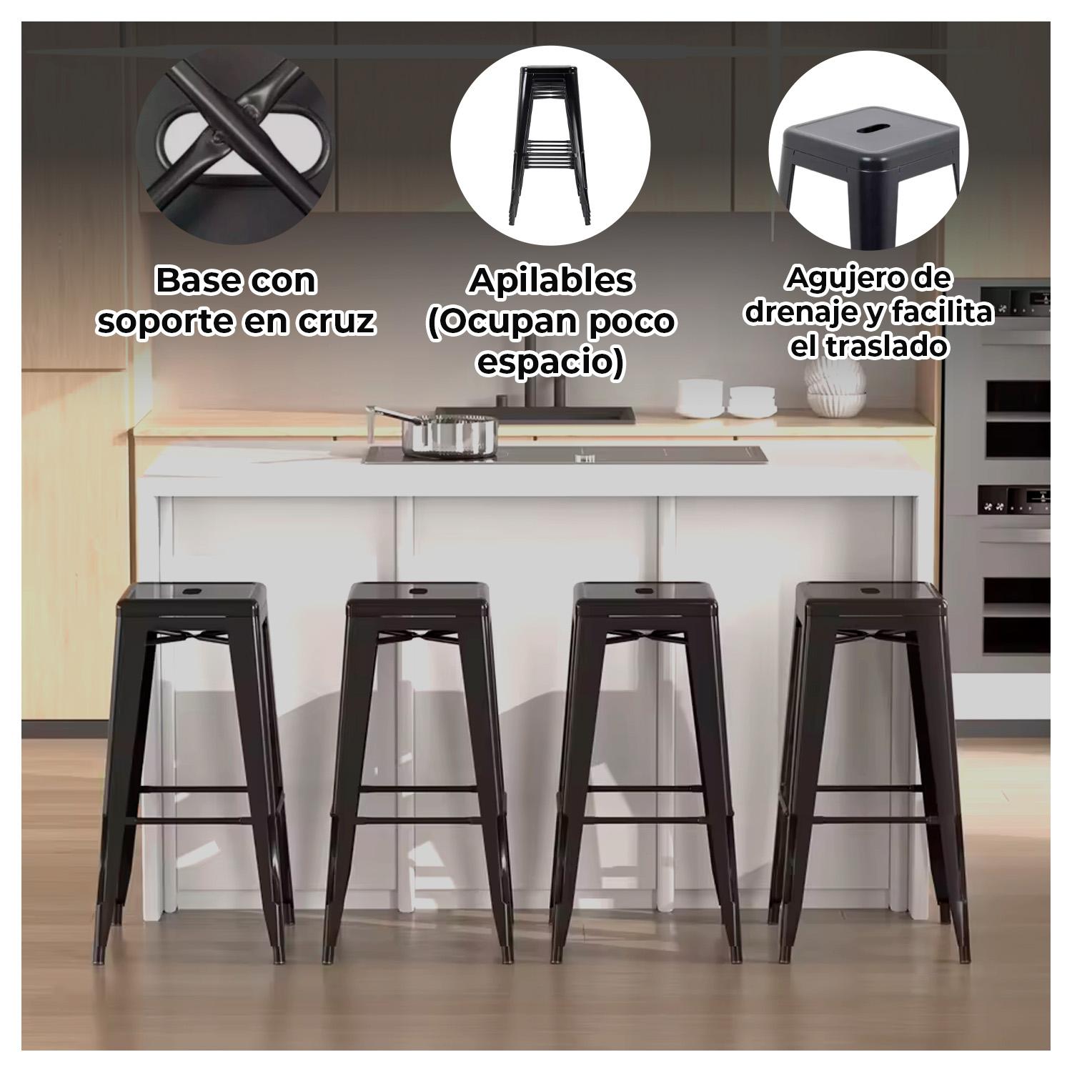 TABURETE EN ACERO IDEAL PARA BARES COCINA Y RESTAURANTE - 2