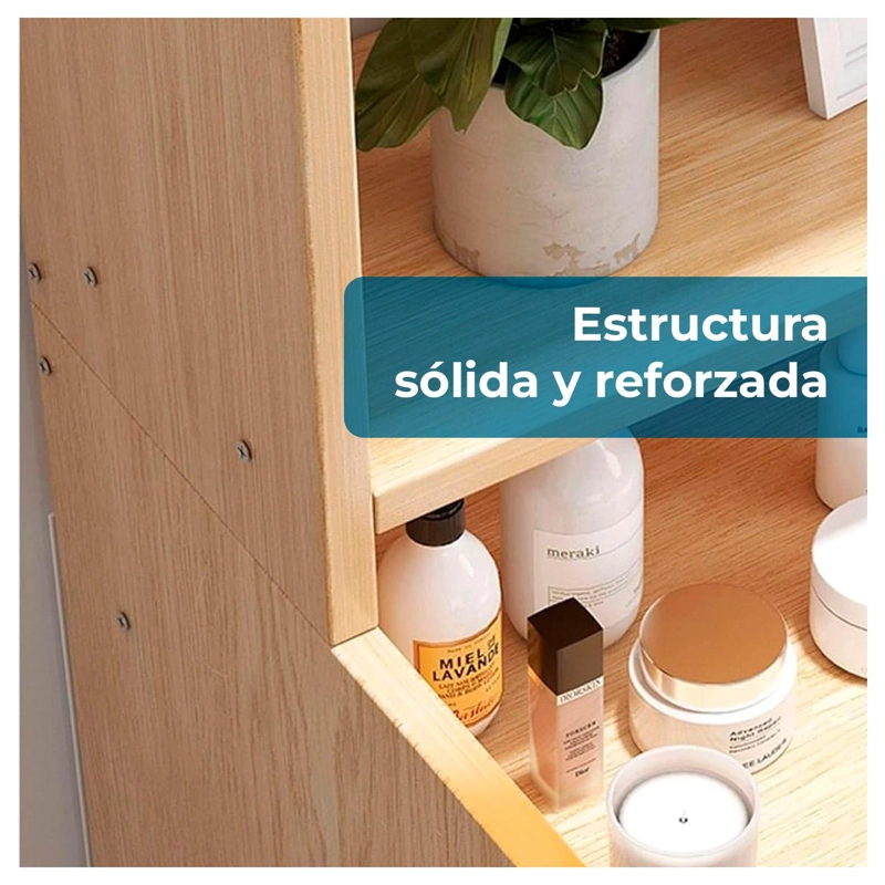 Velador Mueble Organizador Con Repisas Cajones Madera Dormitorio - 4