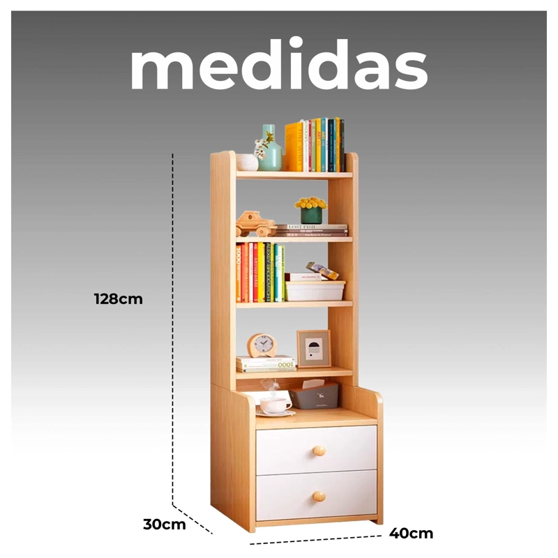 Velador Mueble Organizador Con Repisas Cajones Madera Dormitorio - 6