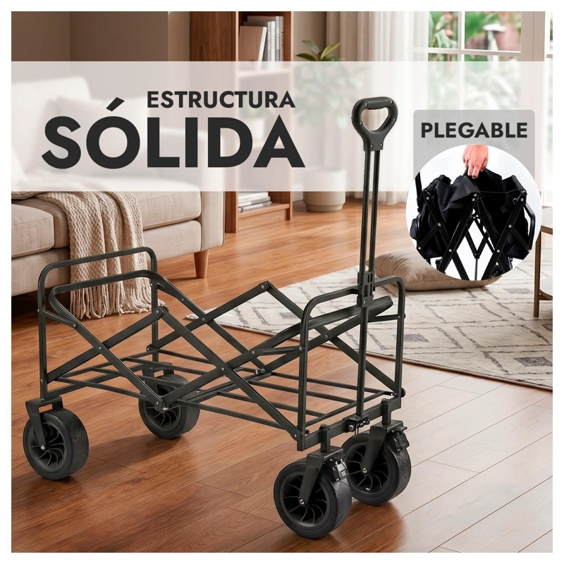 CARRO CARGA PLEGABLE CON RUEDAS FERIA COMPRA MULTIUSO TRANSPORTADOR - 4