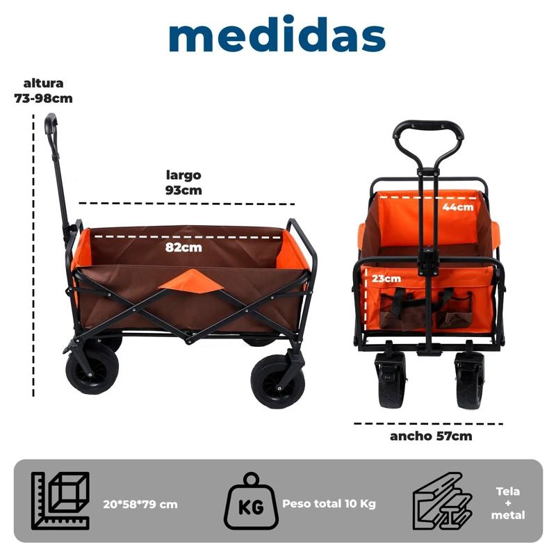 CARRO CARGA PLEGABLE CON RUEDAS FERIA COMPRA MULTIUSO TRANSPORTADOR - 6