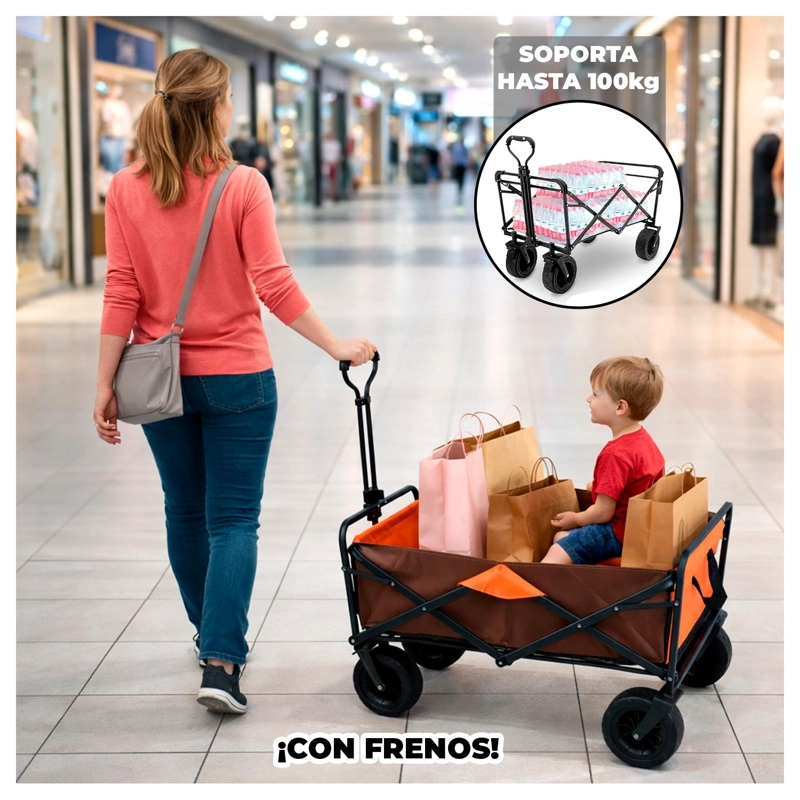 CARRO CARGA PLEGABLE CON RUEDAS FERIA COMPRA MULTIUSO TRANSPORTADOR - 7