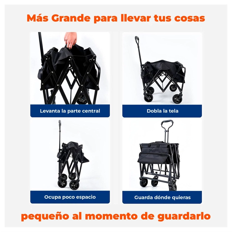 CARRO CARGA PLEGABLE CON RUEDAS FERIA COMPRA MULTIUSO TRANSPORTADOR - 9