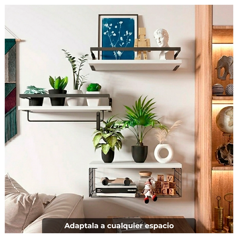 REPISAS DECORATIVAS PARA COCINA, BAÑO U OFICINA 3 PIEZAS MULTIFUNCION - 3