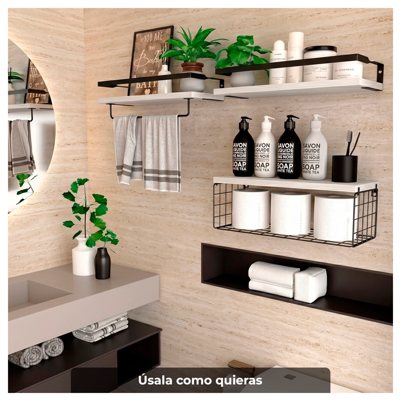 REPISAS DECORATIVAS PARA COCINA, BAÑO U OFICINA 3 PIEZAS MULTIFUNCION - 4
