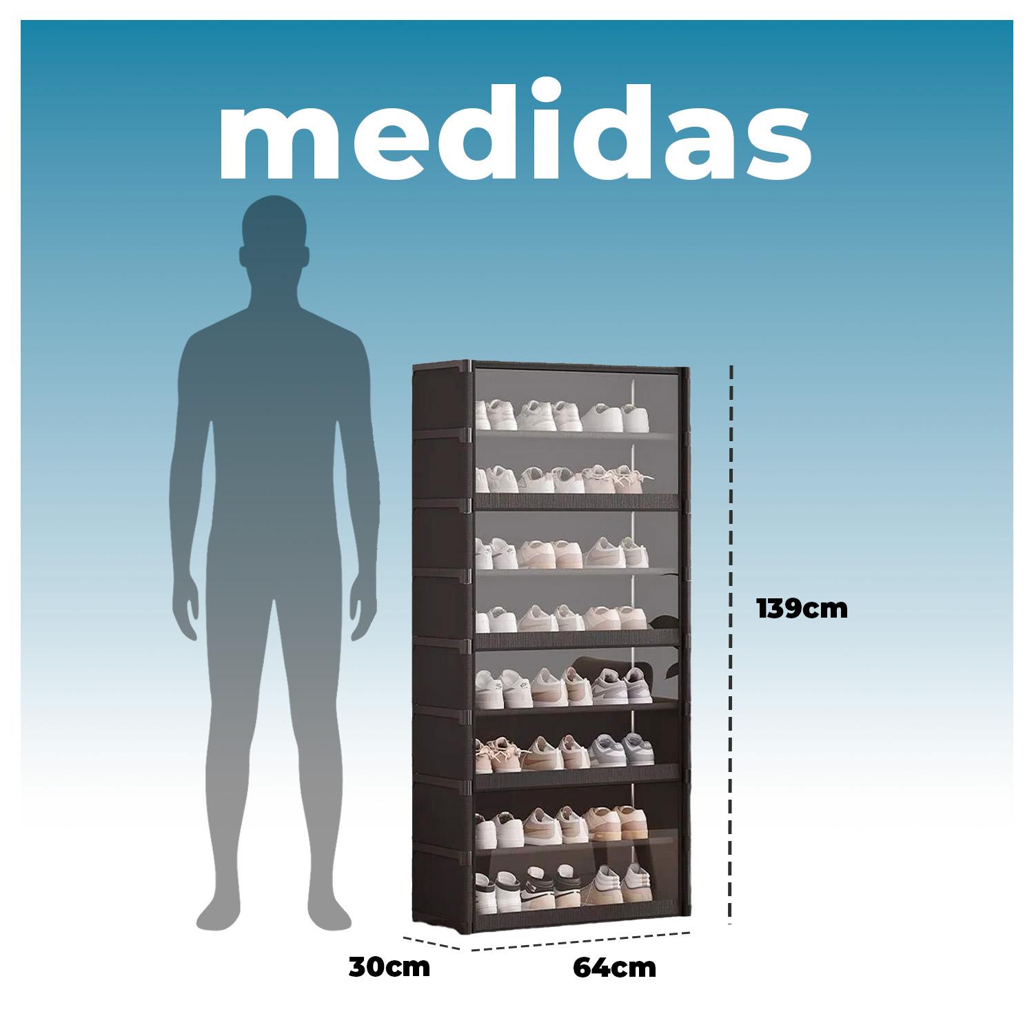 ZAPATERO VERTICAL CON TAPA PET 30X64X139CM 8 NIVELES - 6